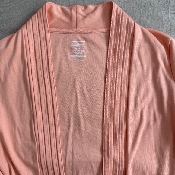 L.L. Bean Long Sleeve Supima Cotton Peach Open Cardigan Sweater Size MP - Picture 2 of 6